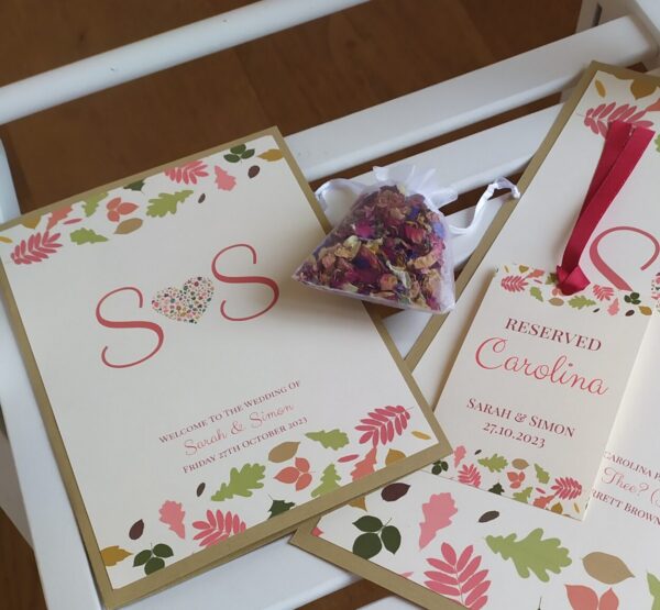 Autumn colours wedding stationery design