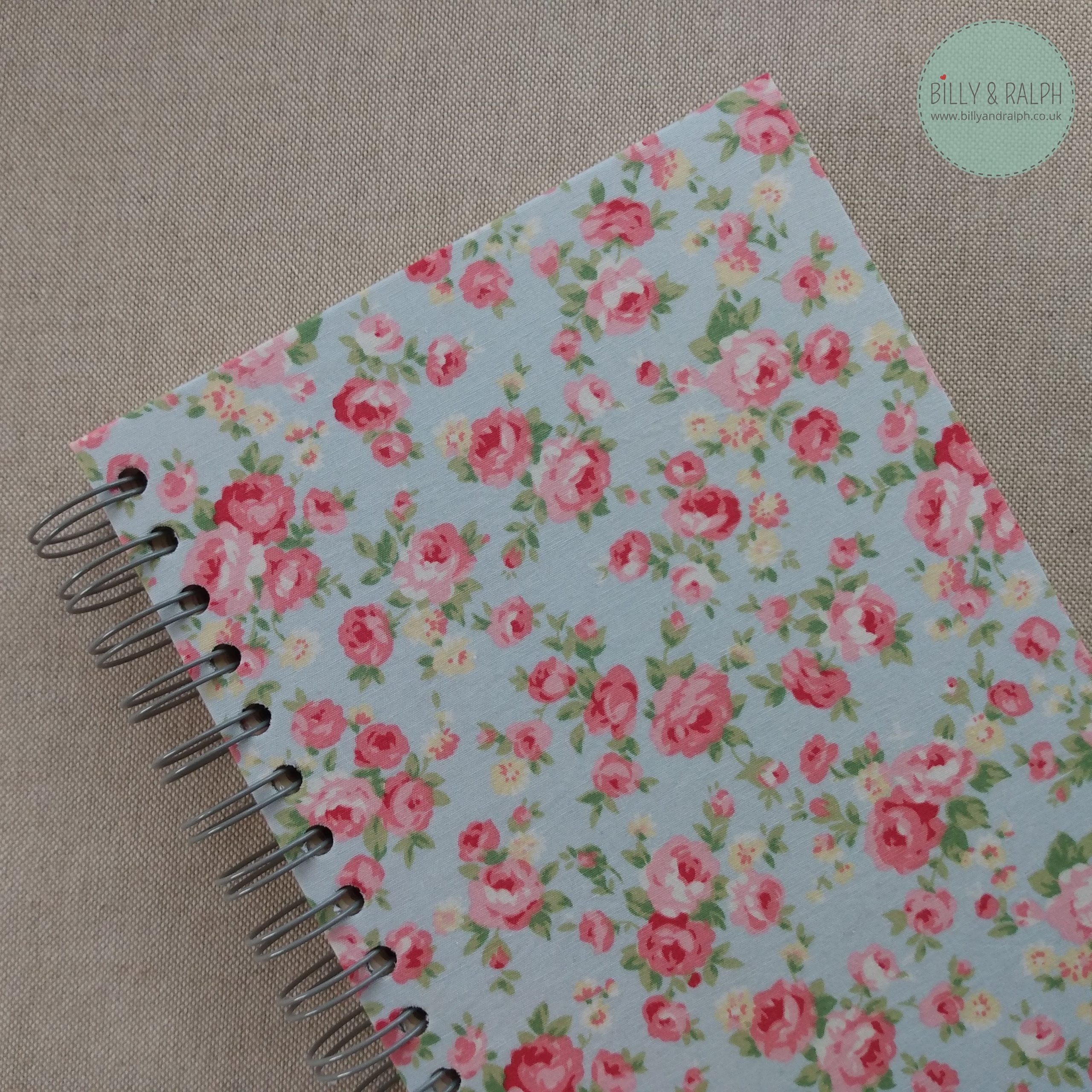 Billy & Ralph A5 blue floral fabric notebook