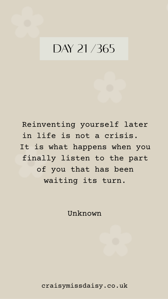 Soft pale pink graphic featuring a typewriter font Rumi quote about embracing change and trusting life for Day 20/365.
