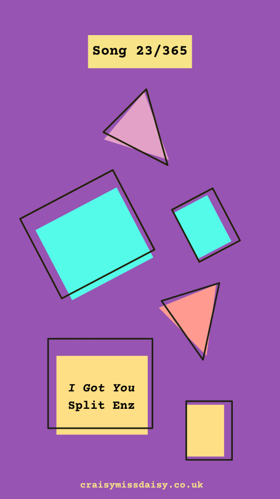 Retro purple geometric graphic inspired by New Wave art for Song 23/365, I Got You by Split Enz.
