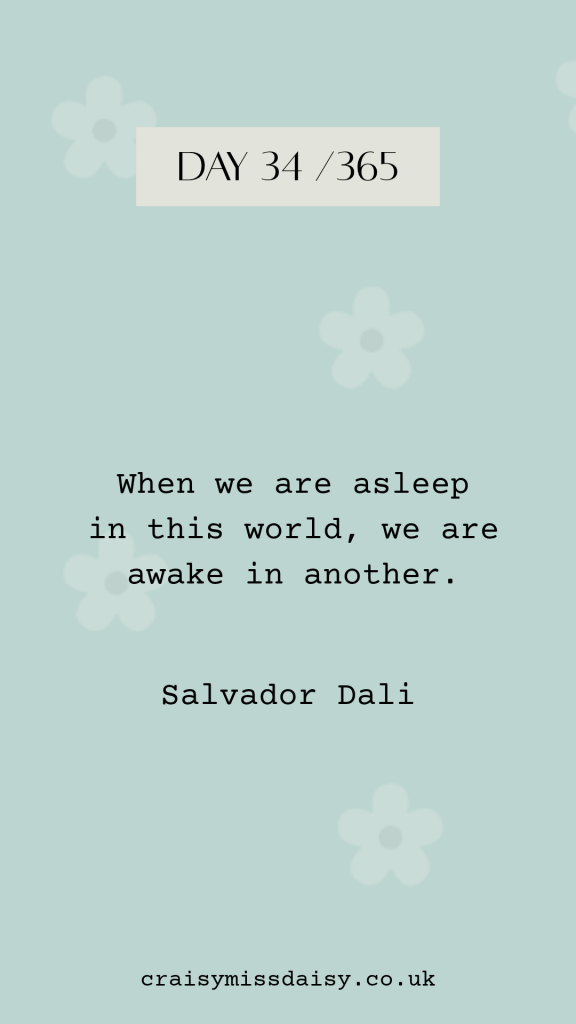 Pale blue graphic featuring an inspiring quote about the power of listening to your dreams for Day 33/365.