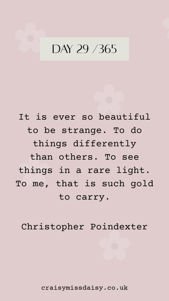 Vertical pale pink graphic featuring a beautiful poetry quote by Christopher Poindexter for Day 29/365.